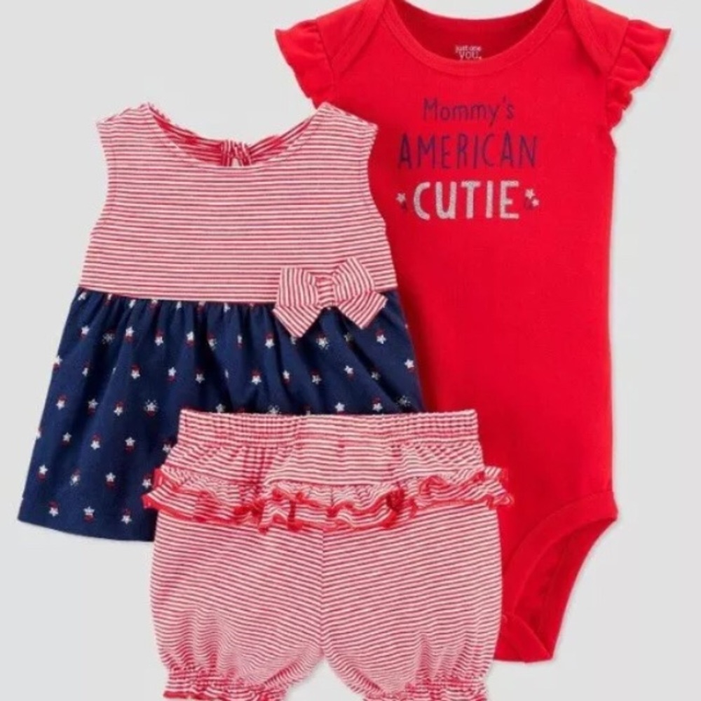 Carter's JOY Baby Girls American Cutie Top & Bottom Set 4th of July 3M NWT